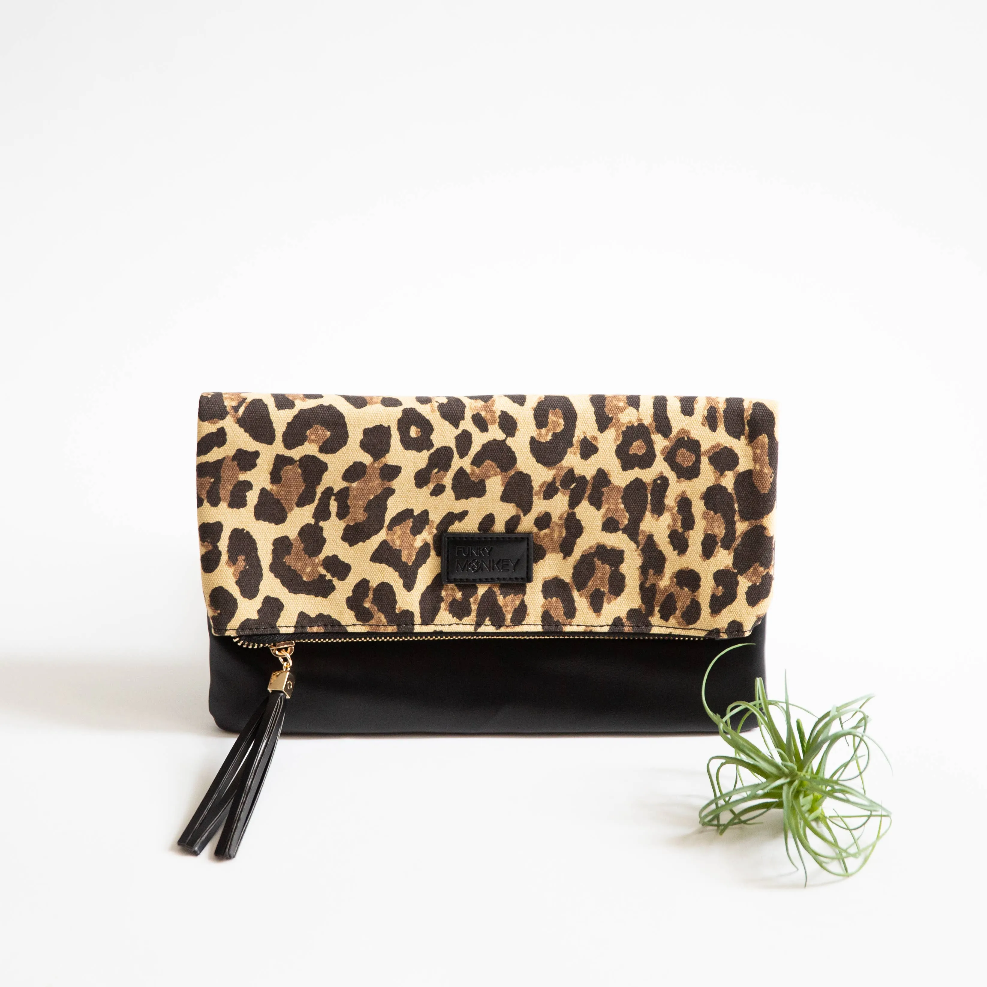 Fold Over Cutch-Camo & Black w Red Lining or Leopard Print