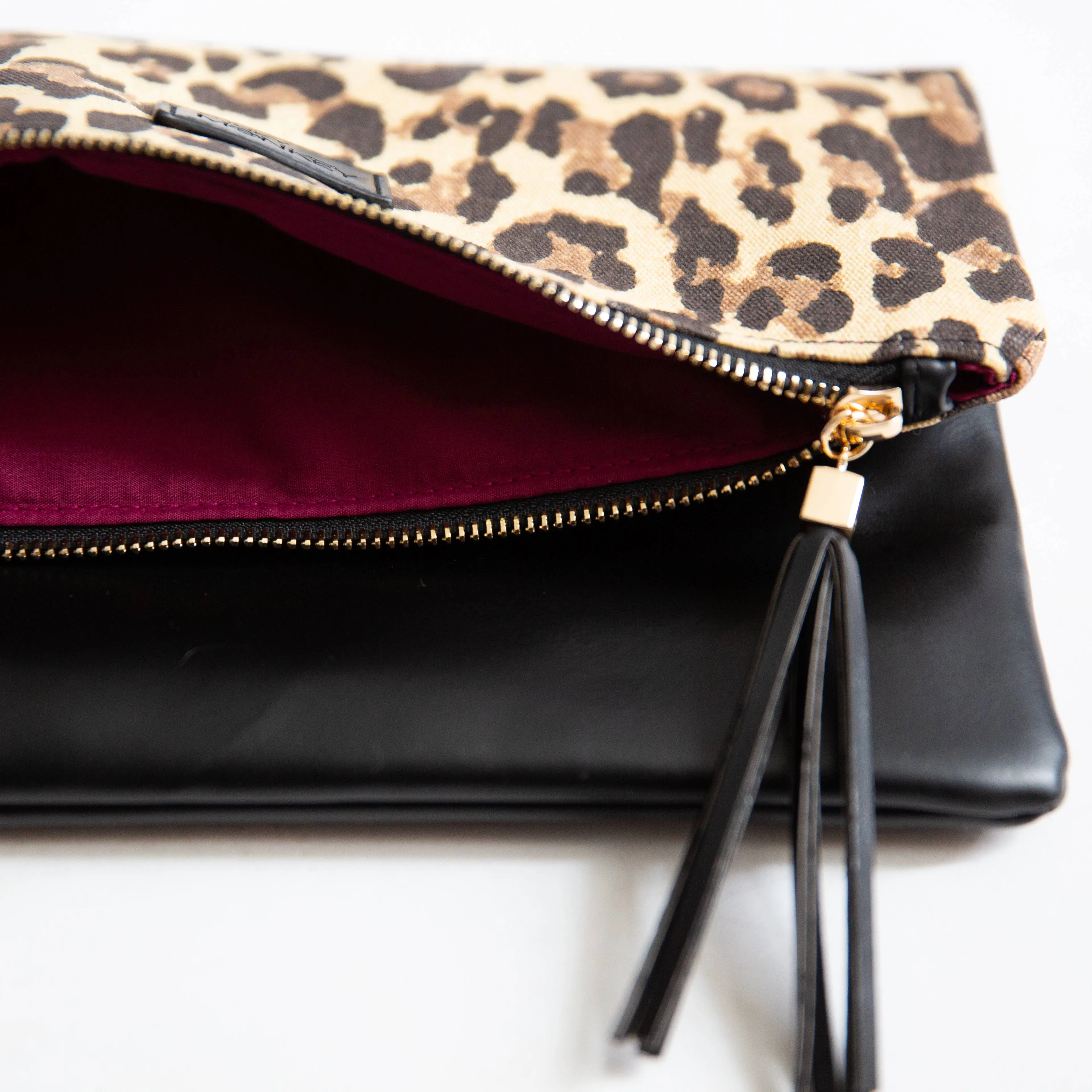 Fold Over Cutch-Camo & Black w Red Lining or Leopard Print