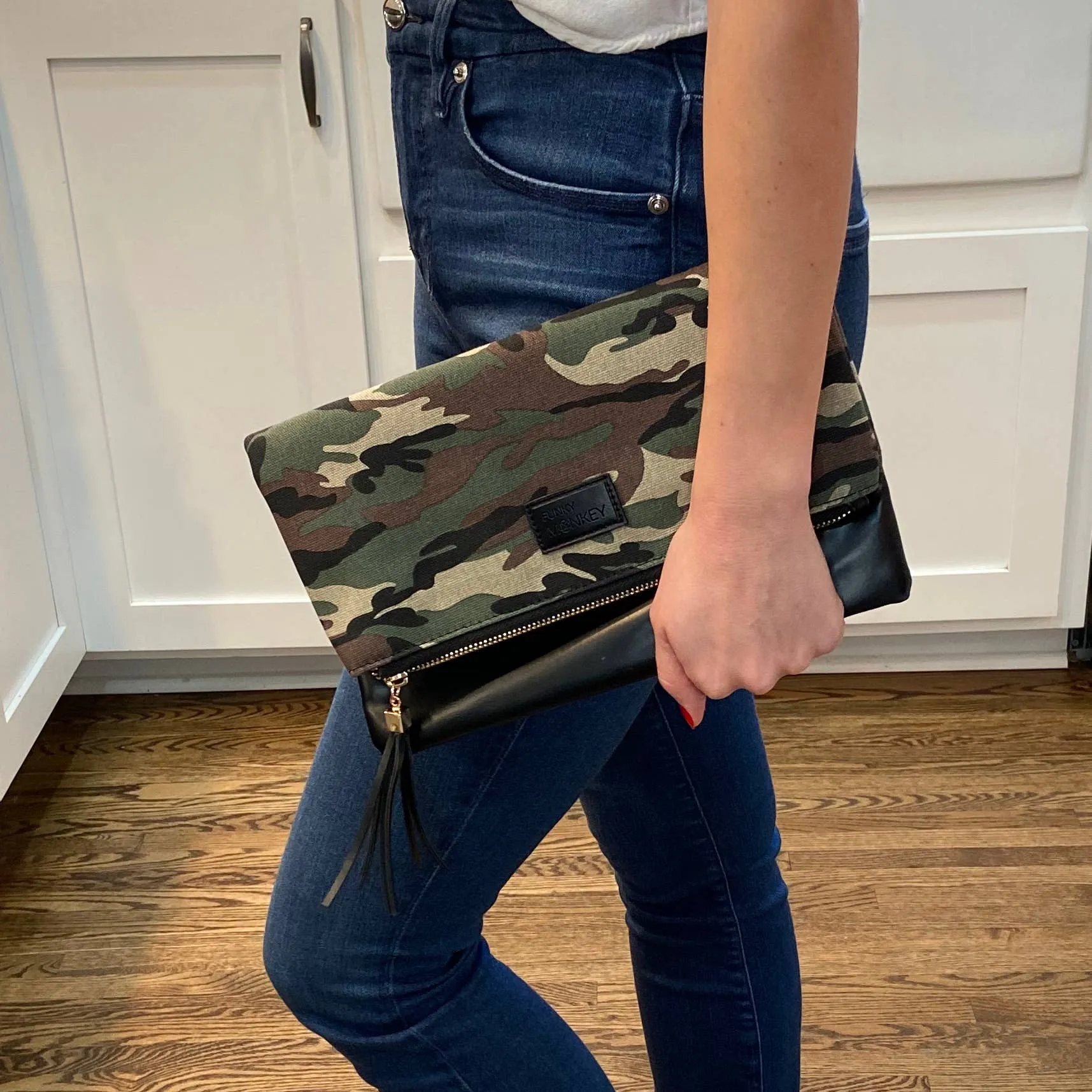 Fold Over Cutch-Camo & Black w Red Lining or Leopard Print