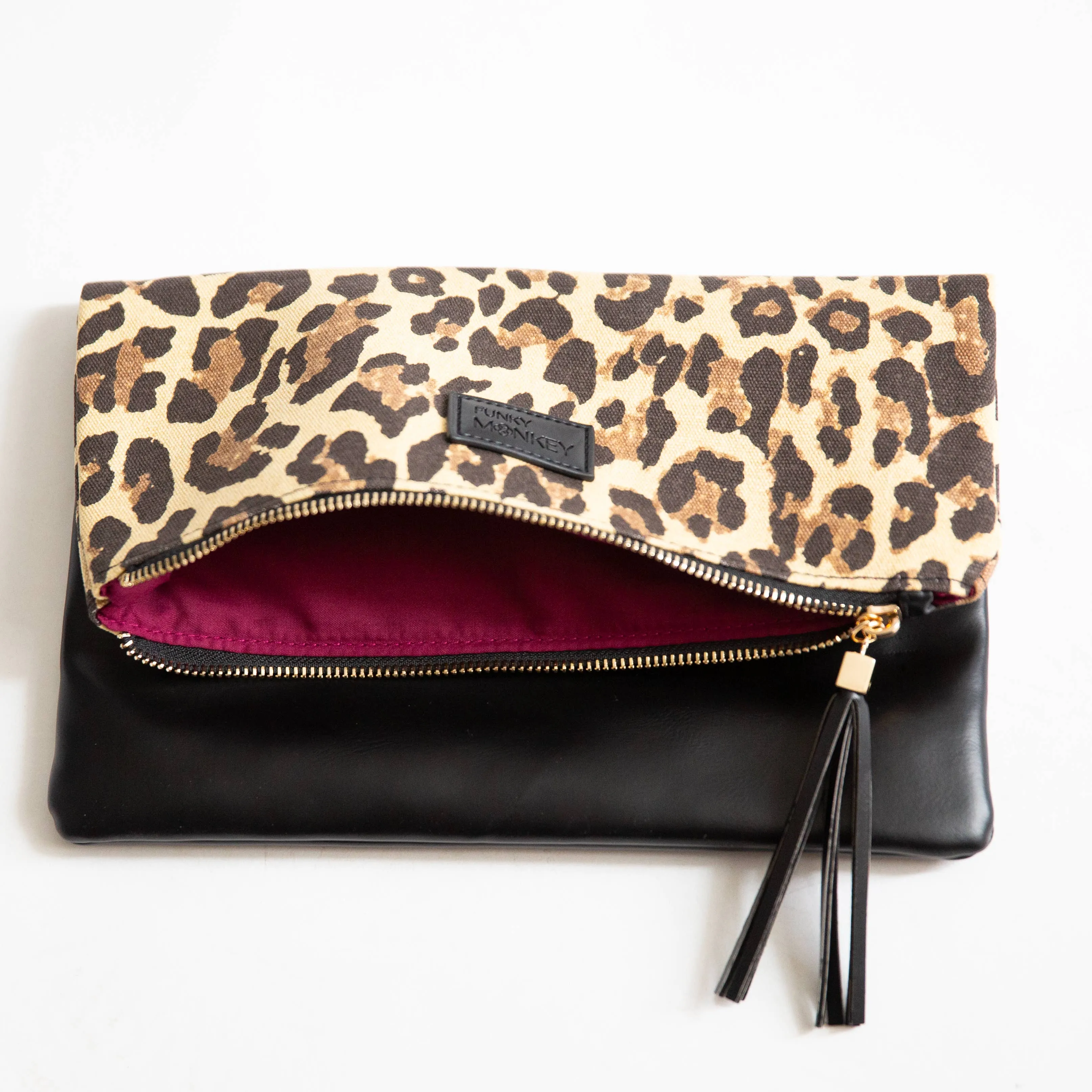 Fold Over Cutch-Camo & Black w Red Lining or Leopard Print