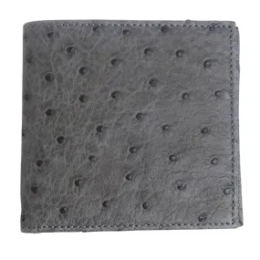 Grey Genuine Ostrich Skin Leather Wallets