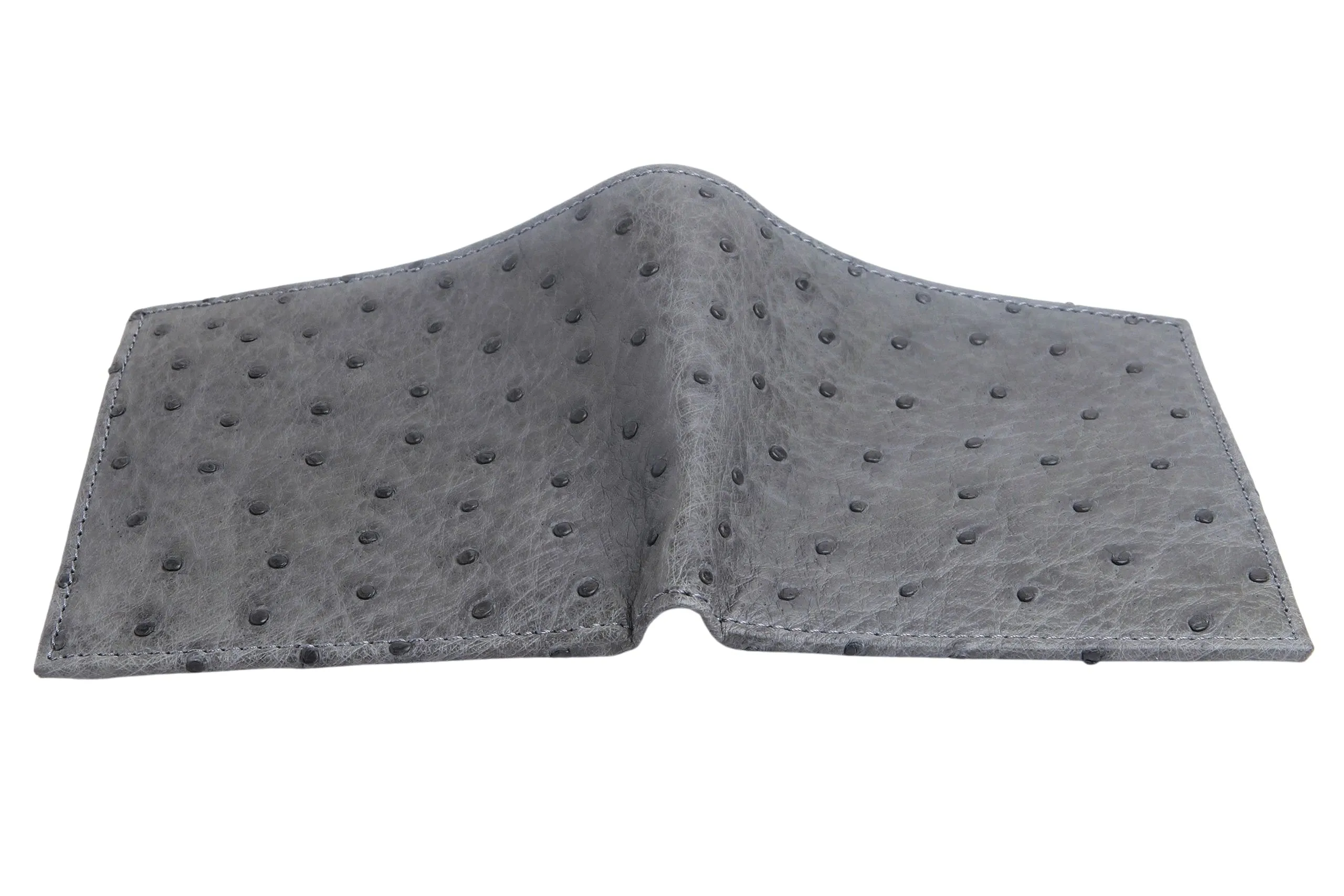 Grey Genuine Ostrich Skin Leather Wallets