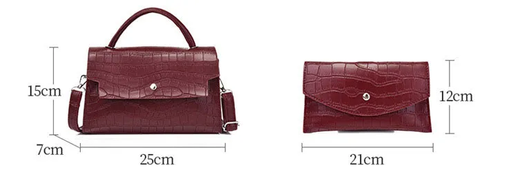 H1806 - Crocodile pattern fashion crossbody 3Pc Handbag Set