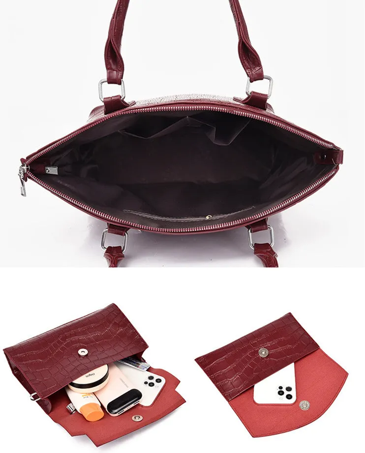 H1806 - Crocodile pattern fashion crossbody 3Pc Handbag Set