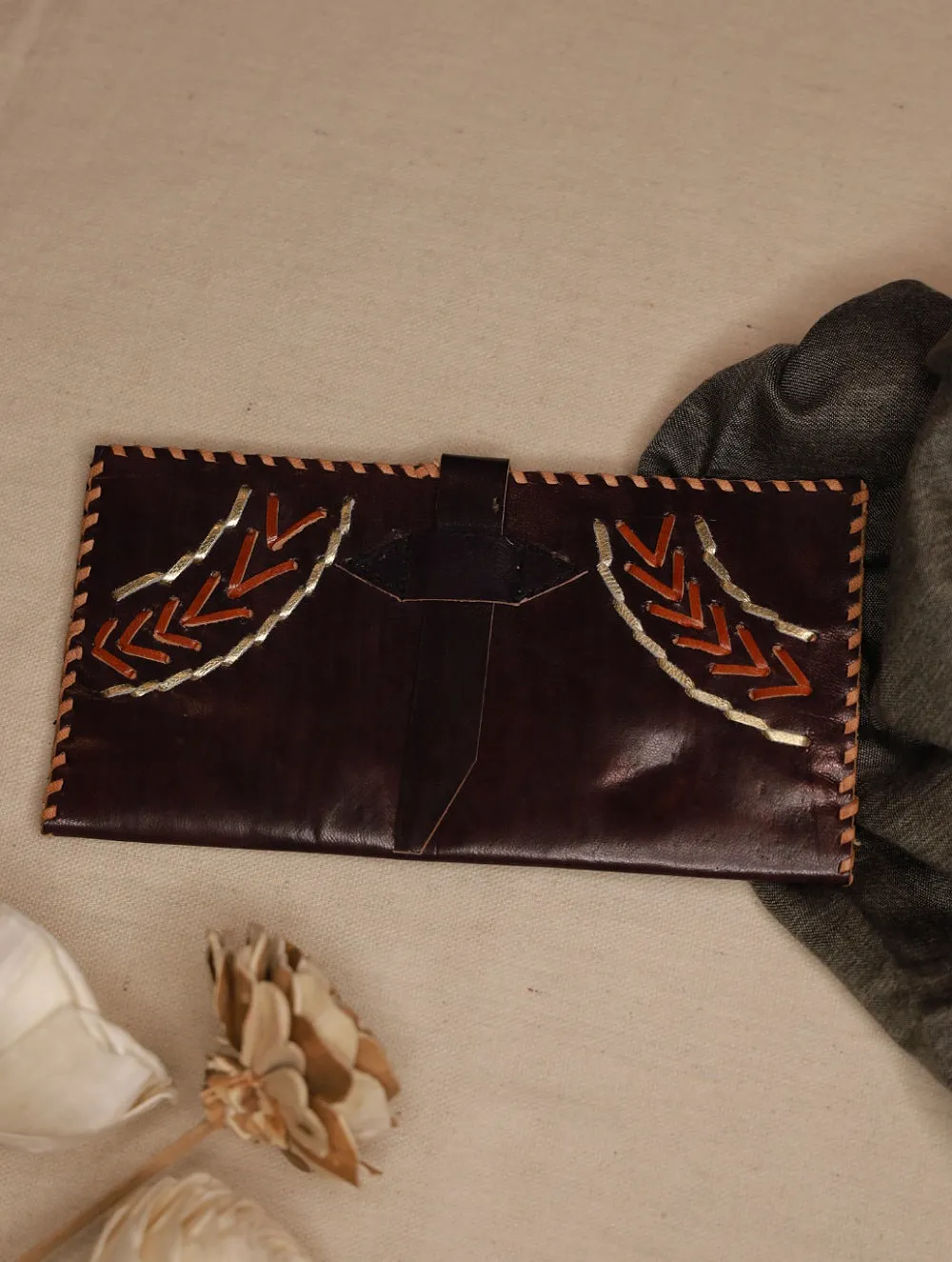 Handcrafted Jawaja Leather Wallet - Dark Brown