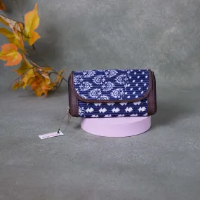 Handmade Wallets -  Dual Zip Blue and White Graphic Design