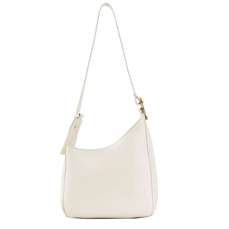Ladies Simple Casual Shoulder Bag Solid Color Leather Ladies Shoulder Bag Zipper Female Bag Fashion Ladies Shopping Bag