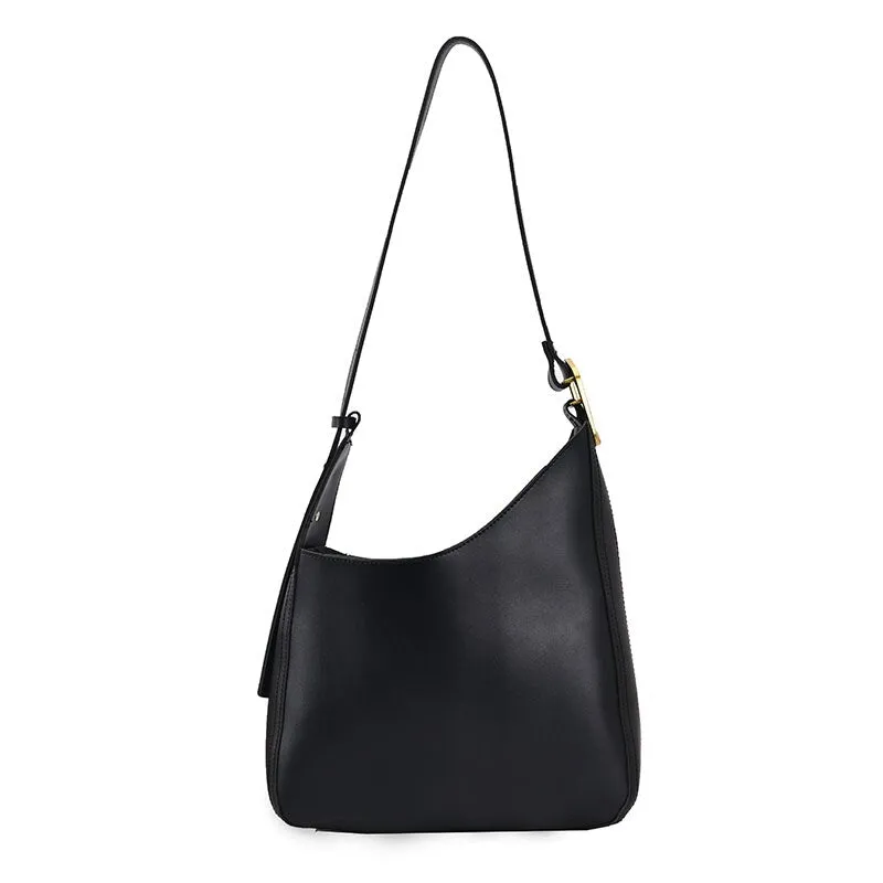 Ladies Simple Casual Shoulder Bag Solid Color Leather Ladies Shoulder Bag Zipper Female Bag Fashion Ladies Shopping Bag