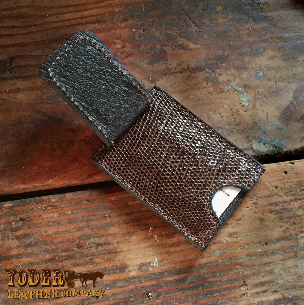 Lizard Brown Clip Wallet