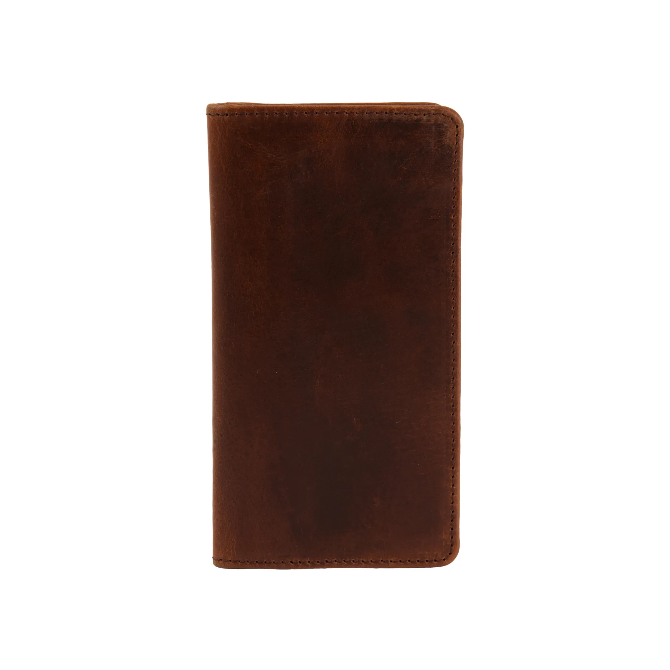 Long Bifold Top-Grain Leather Wallet for Men with 11 Compartments - 2 Cash Compartments, 1 Sleeve for Checkbook, 7 Credit Card Slots & 1 ID card slot (Brown)