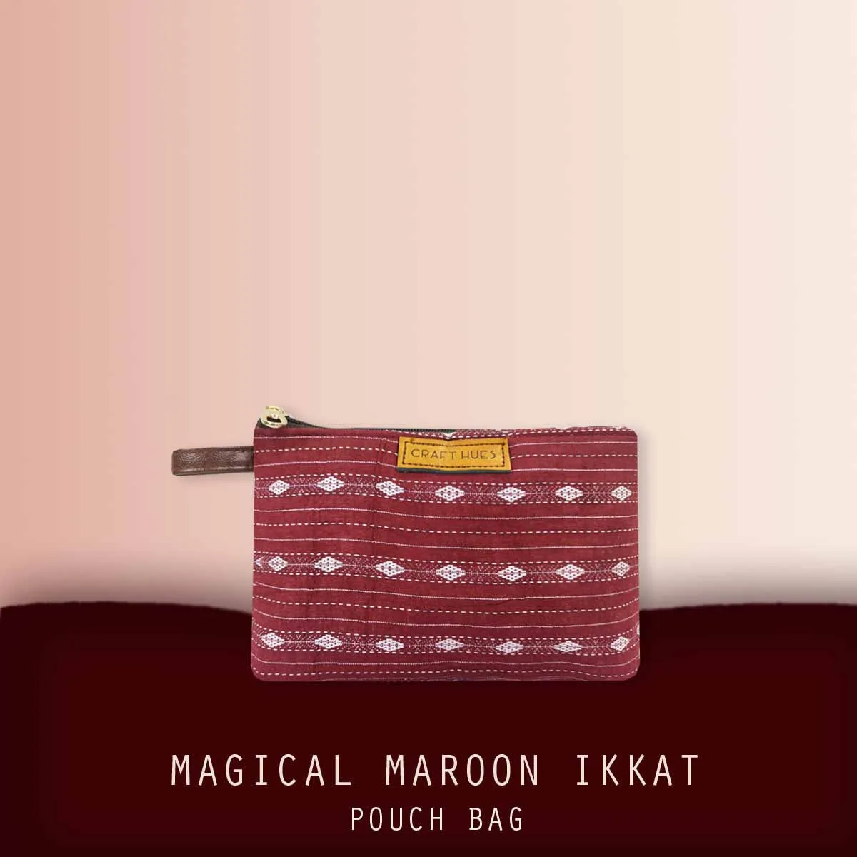 Magical Maroon Ikkat Pouch Bag