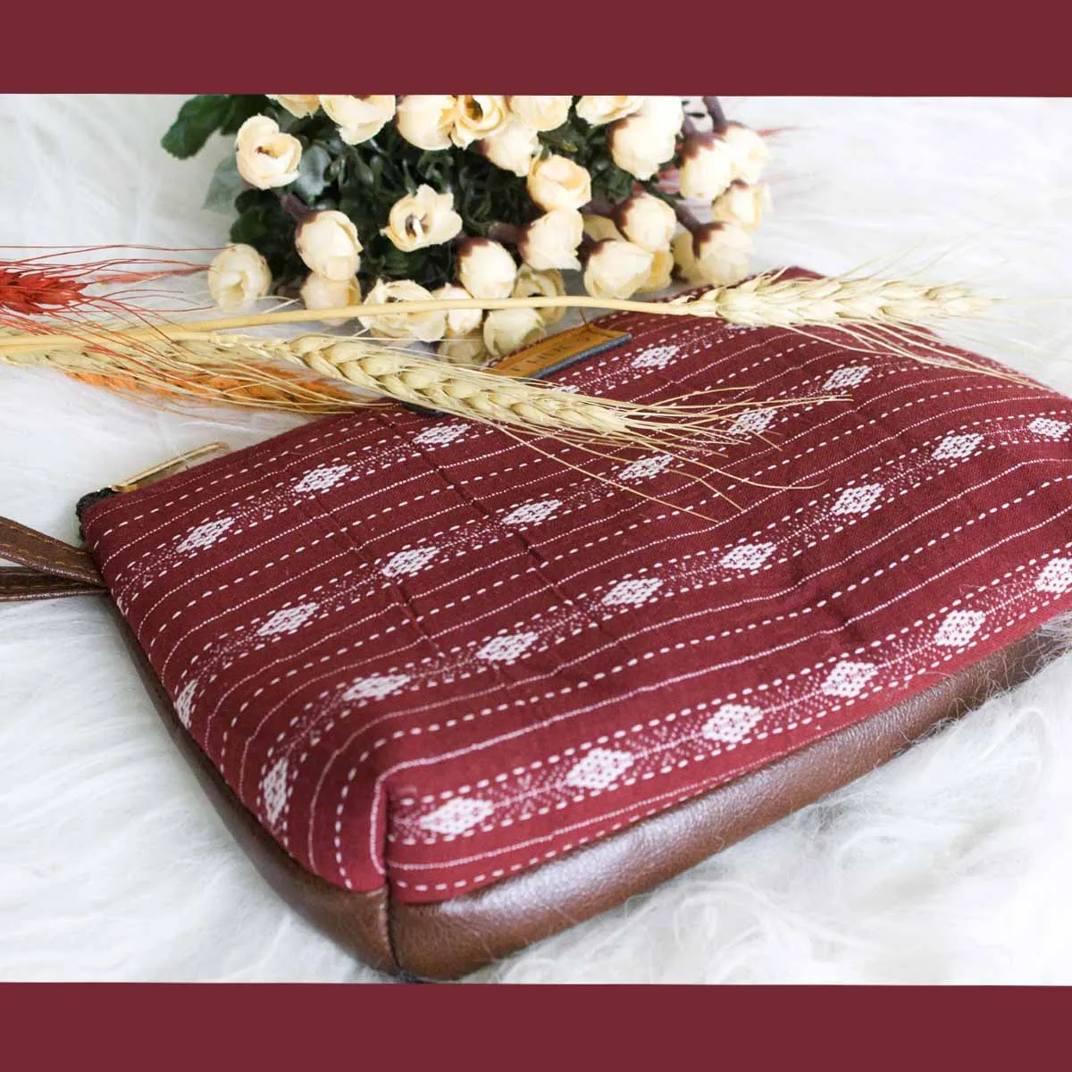 Magical Maroon Ikkat Pouch Bag