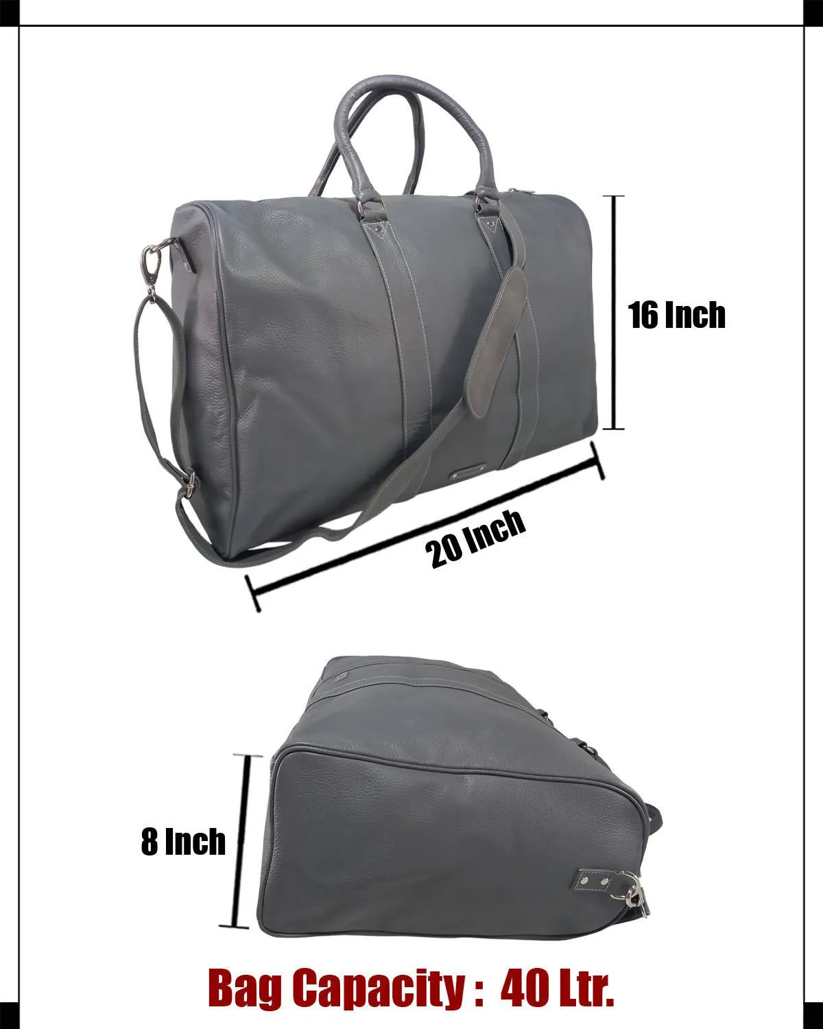 MANDAVA Genuine Leather Unisex Travel Duffel Bag Weekender Overnight Luggage Bag