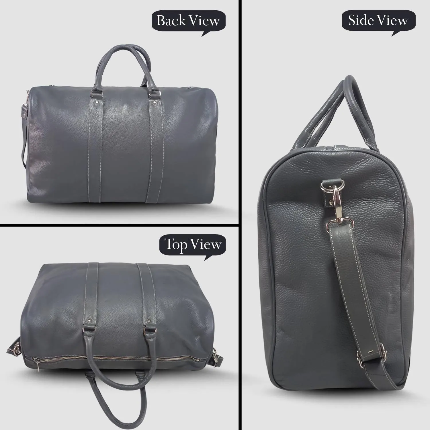 MANDAVA Genuine Leather Unisex Travel Duffel Bag Weekender Overnight Luggage Bag
