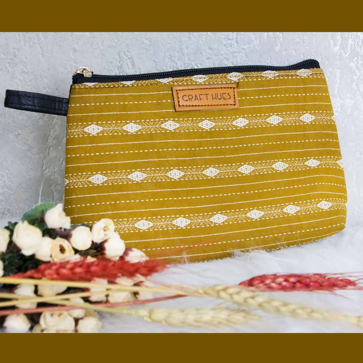 Marigold Ikkat Pouch Bag