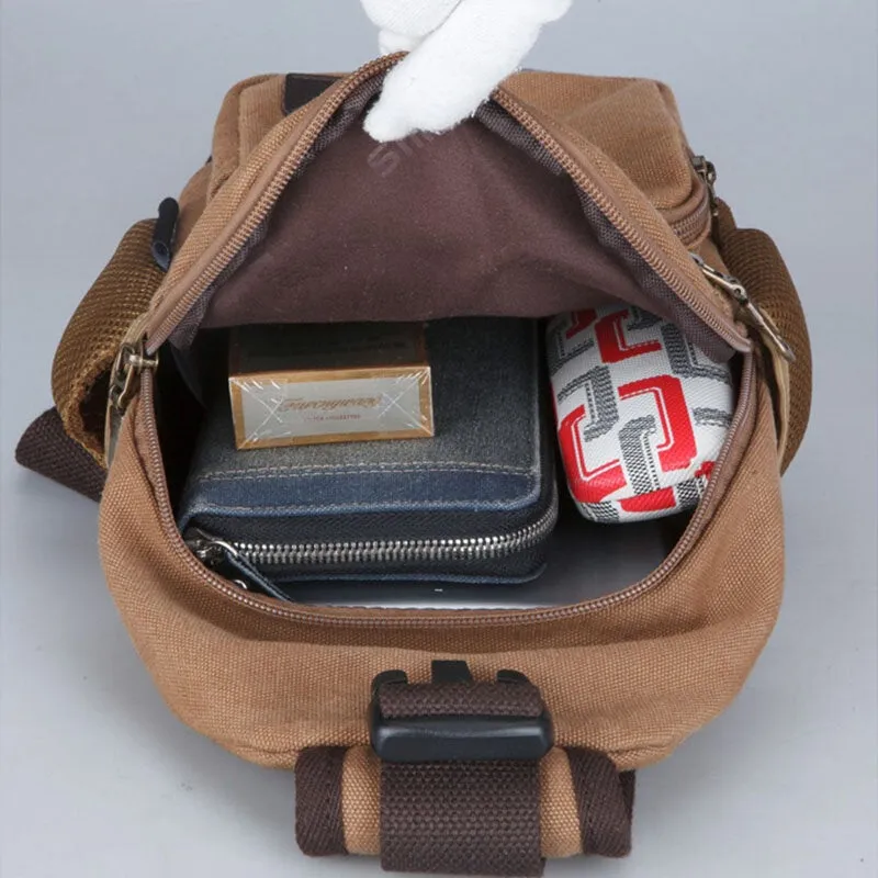 Men Vintage Canvas Shoulder Bag Crossbody Chest