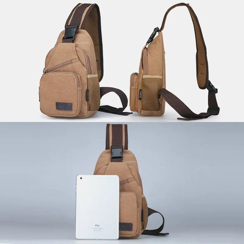 Men Vintage Canvas Shoulder Bag Crossbody Chest