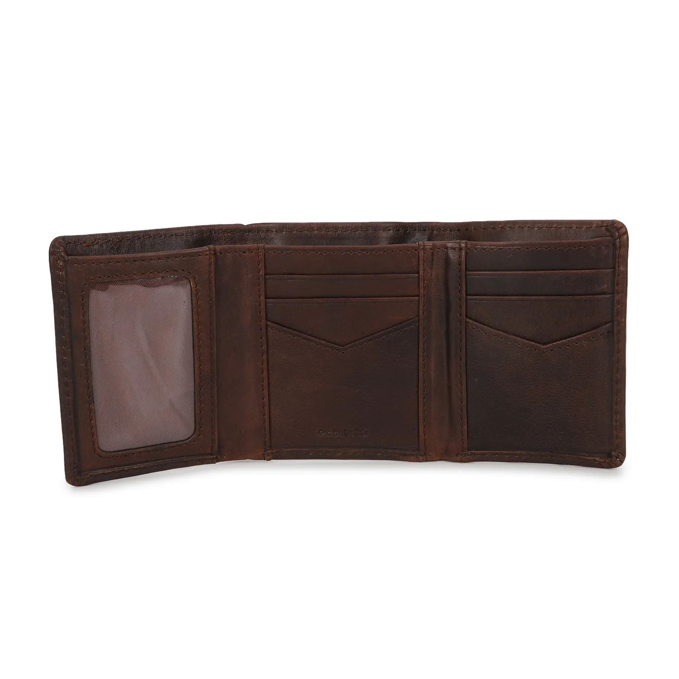 Men's Brown Brand Logo Tri-Fold Wallet