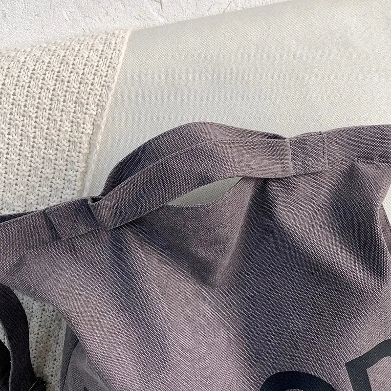 Men's Large Canvas Letter Solid Color Streetwear Square Zipper Shoulder Bag Canvas Bag Crossbody Bag