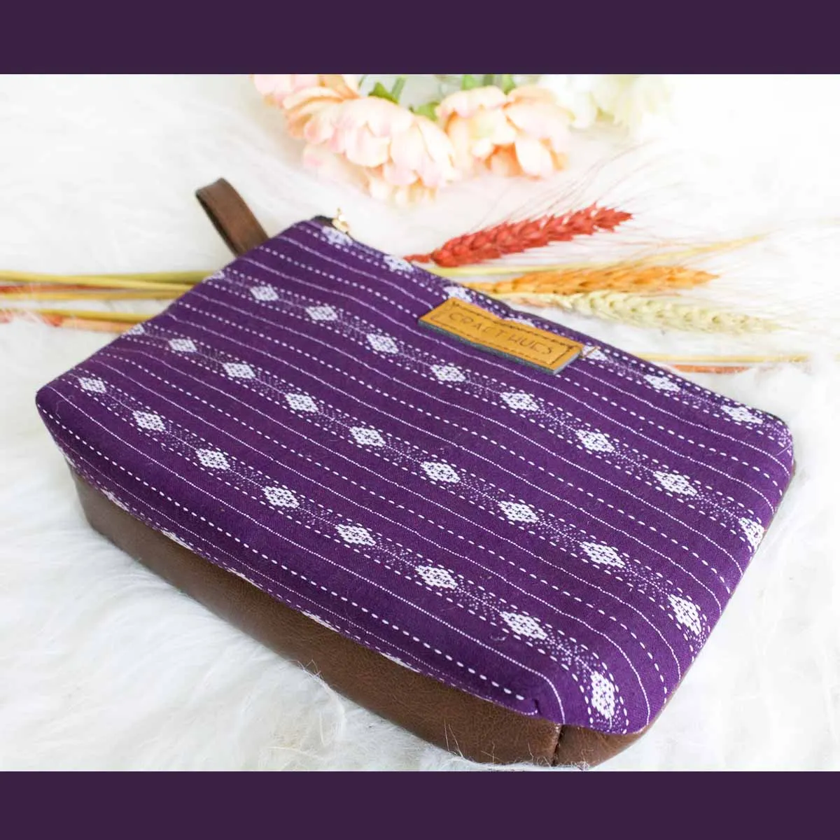Midnight Mauve Ikkat Pouch Bag