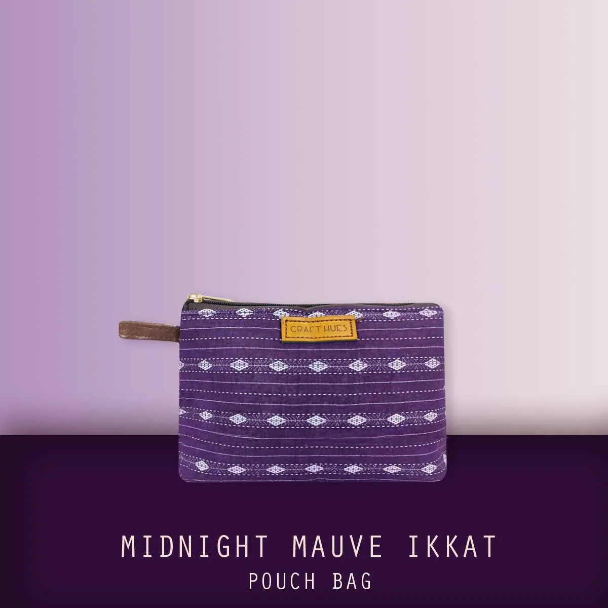 Midnight Mauve Ikkat Pouch Bag