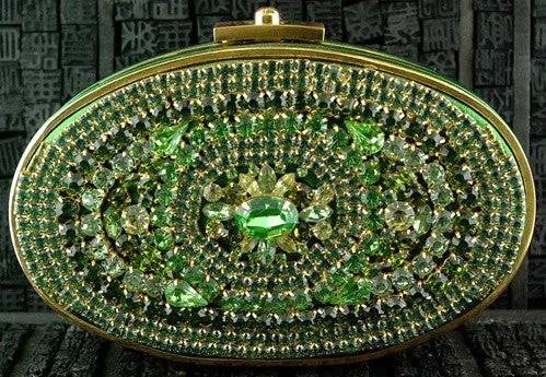 MooRoo L'Opera Clutch in Emerald Green Swarovski Crystals