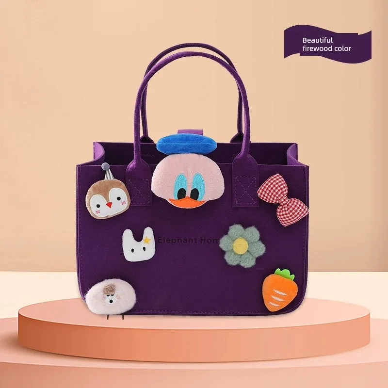 New Arrival Handbag Cartoon Doll Girl Felt Bag