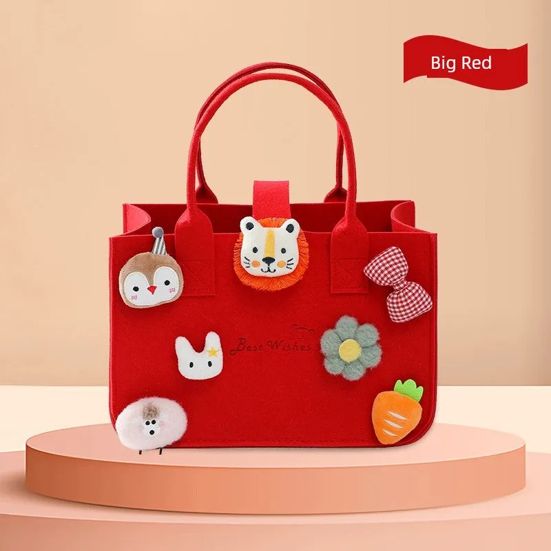 New Arrival Handbag Cartoon Doll Girl Felt Bag