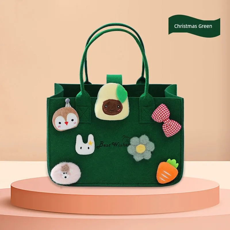 New Arrival Handbag Cartoon Doll Girl Felt Bag