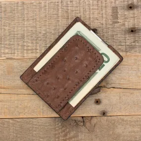 Ostrich Brown Clip Wallet