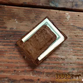 Ostrich Brown Clip Wallet