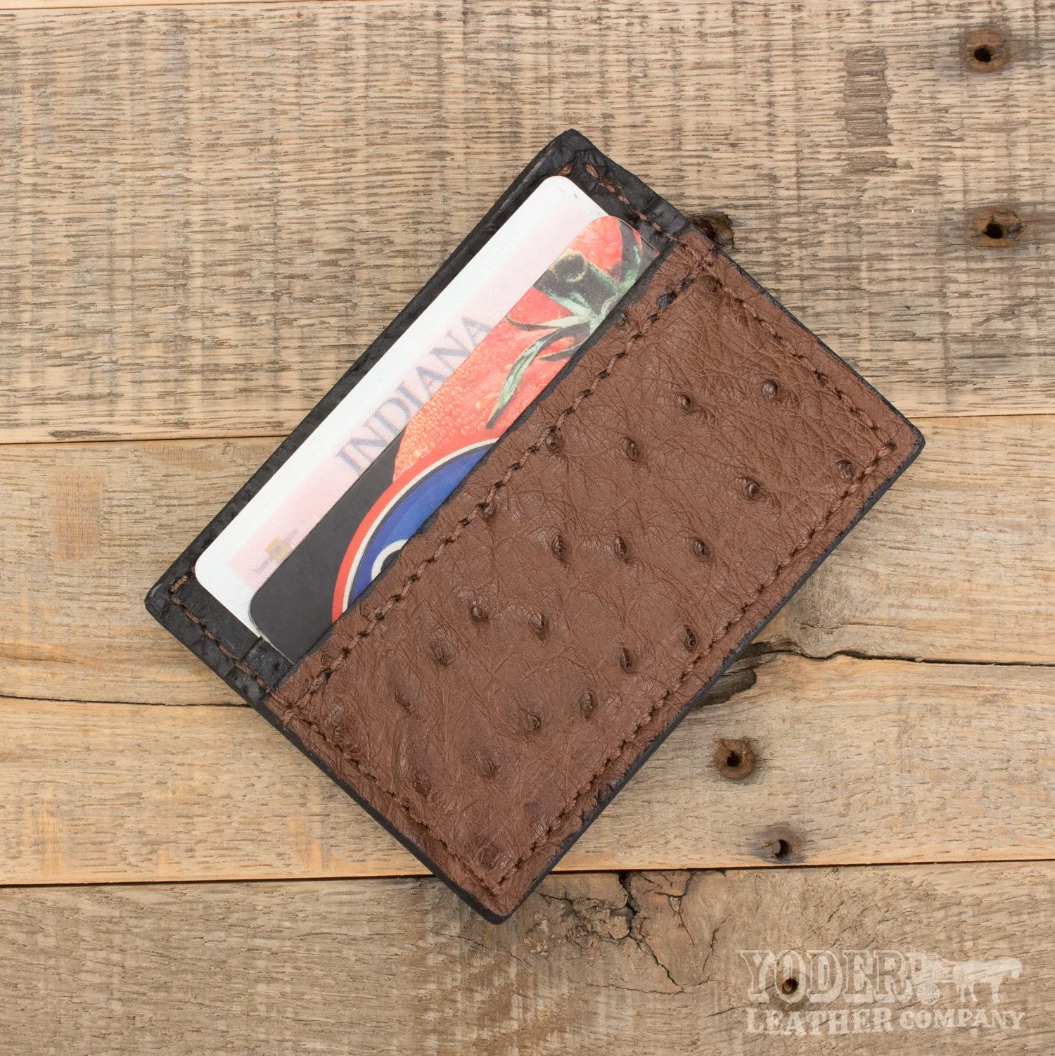 Ostrich Brown Clip Wallet
