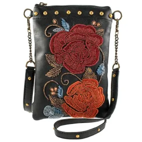 Rebel Rose Mini Crossbody Handbag - Black/Multi