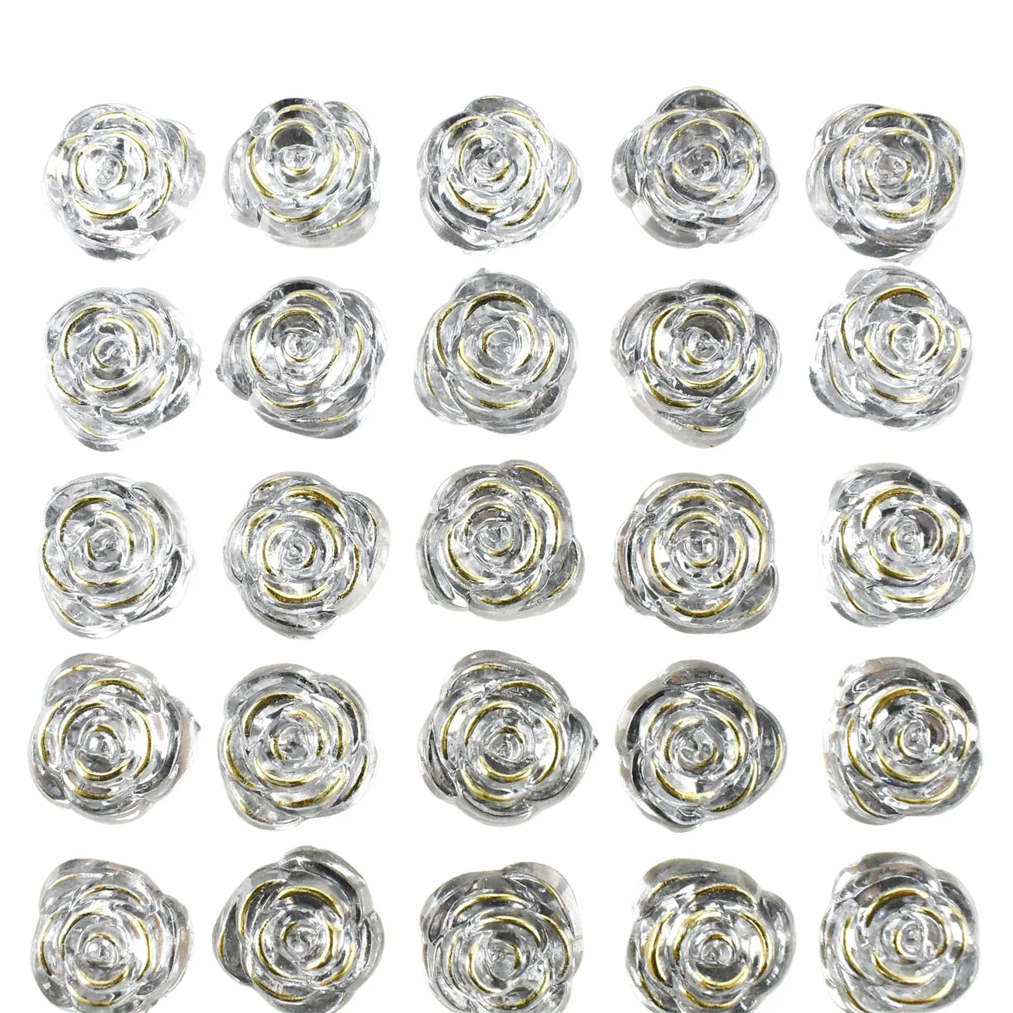 Rose Shaped Rhinestone Stickers, 9/16-Inch, 45-Count