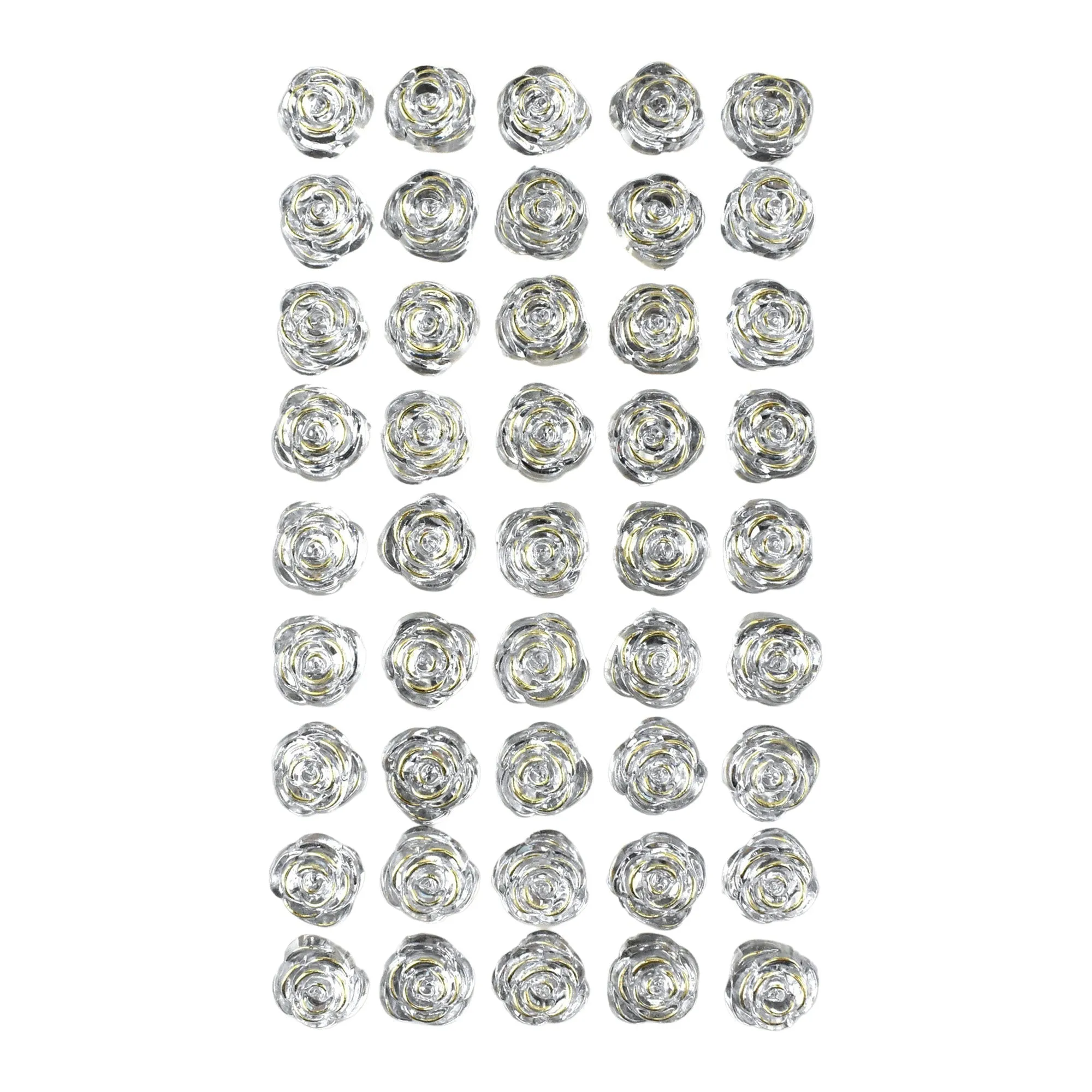 Rose Shaped Rhinestone Stickers, 9/16-Inch, 45-Count