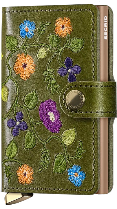 SECRID Miniwallet Premium Stitch Floral Olive