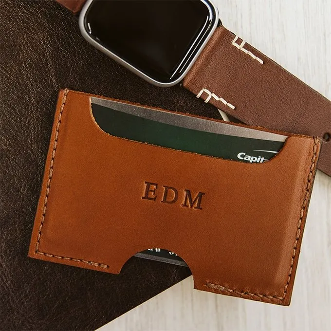Slim Two Pocket Premium Leather Card Wallet