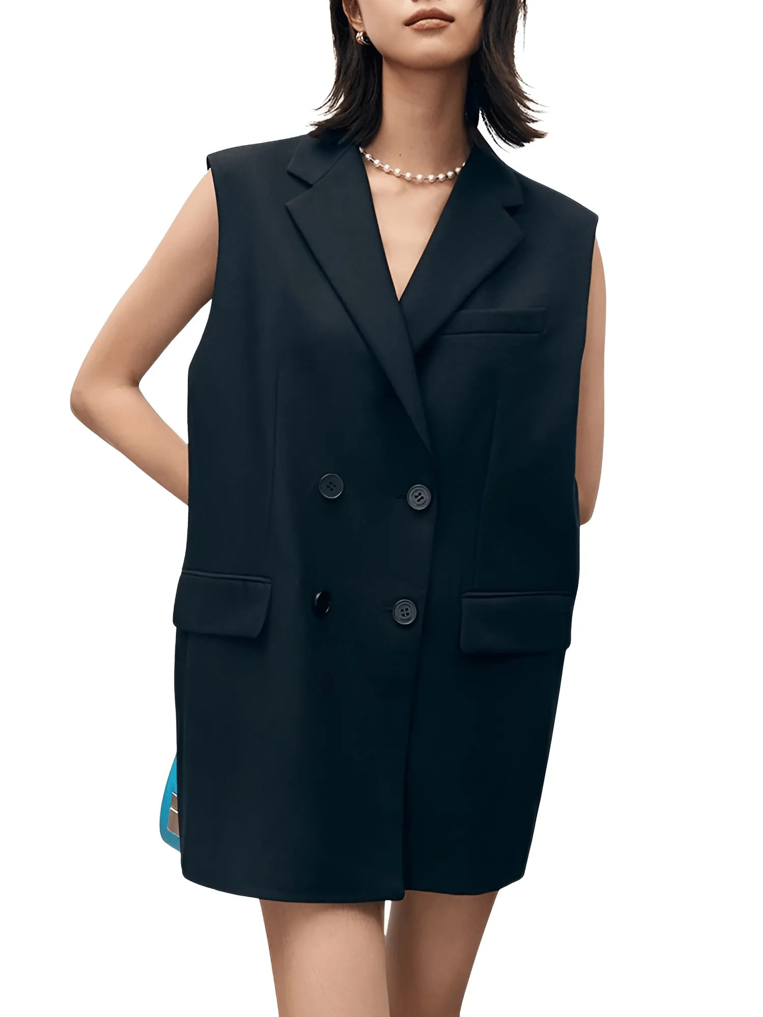 Solid Casual Loose Black Back Bow Dress For Women Notched Collar Sleeveless High Waist Backless Spliced Bow Dress Fashion New