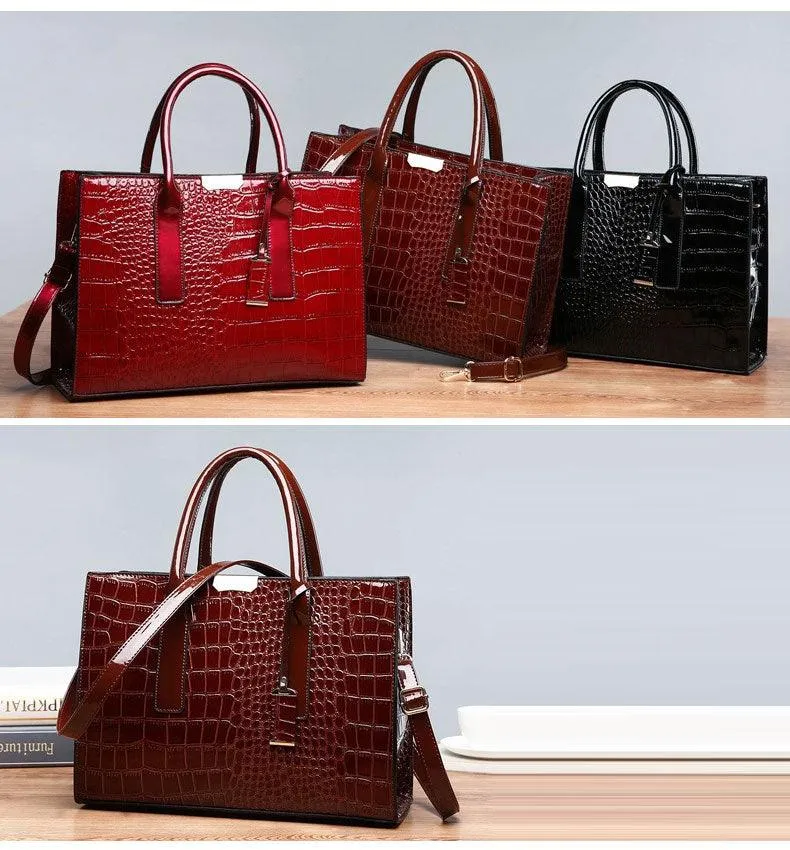Swans Croc Patent Leather Woman wine Handbags