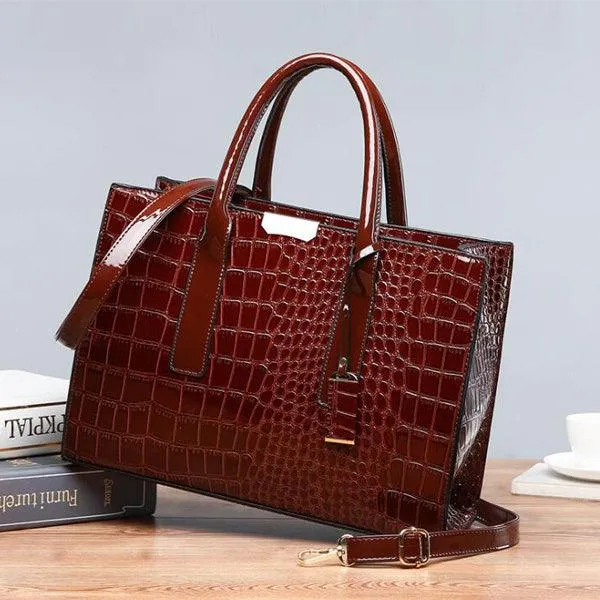 Swans Croc Patent Leather Woman wine Handbags