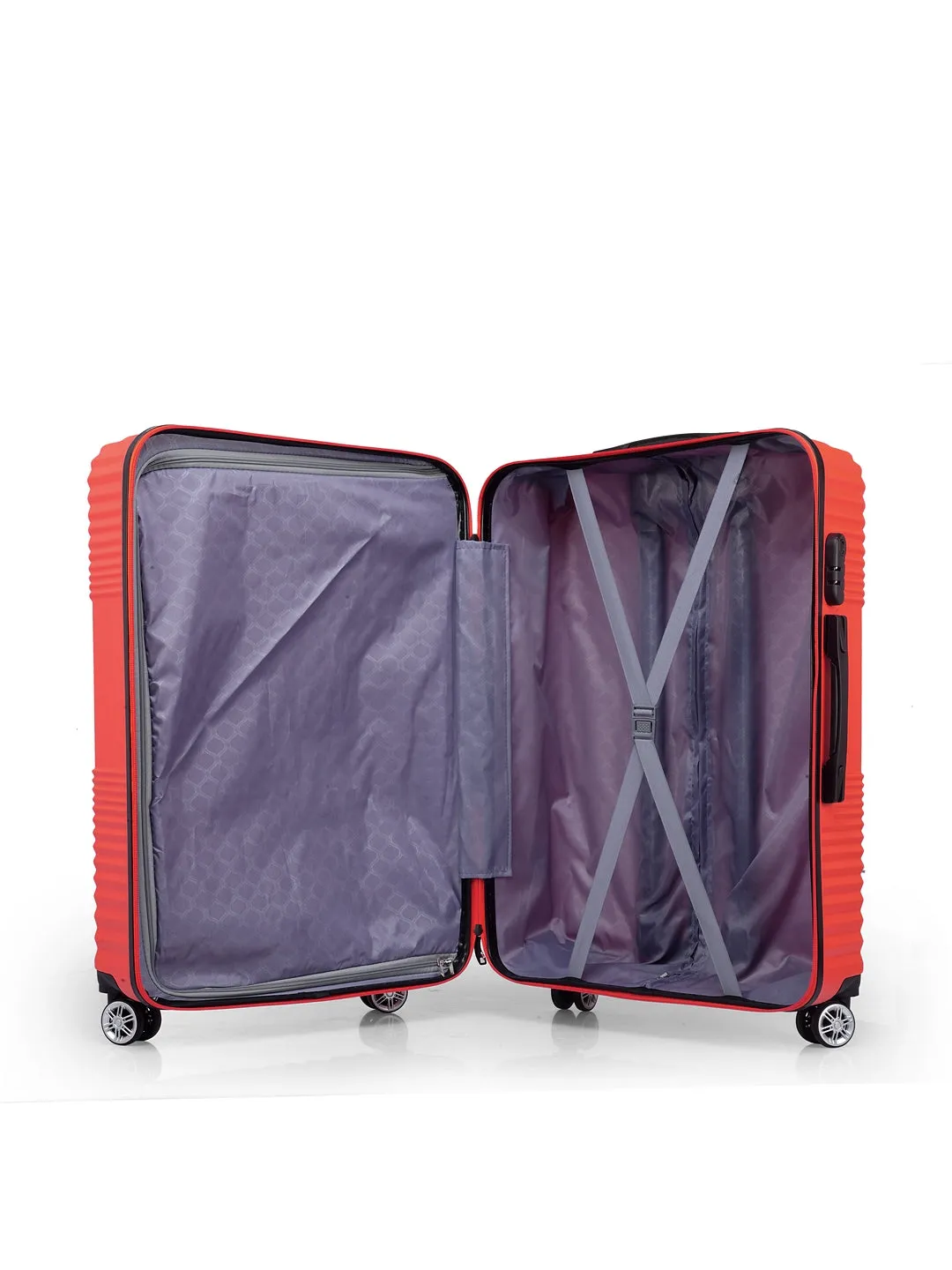 Teakwood Leathers Red Textured Hard-Sided Large Trolley Bag