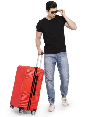 Teakwood Leathers Red Textured Hard-Sided Large Trolley Bag