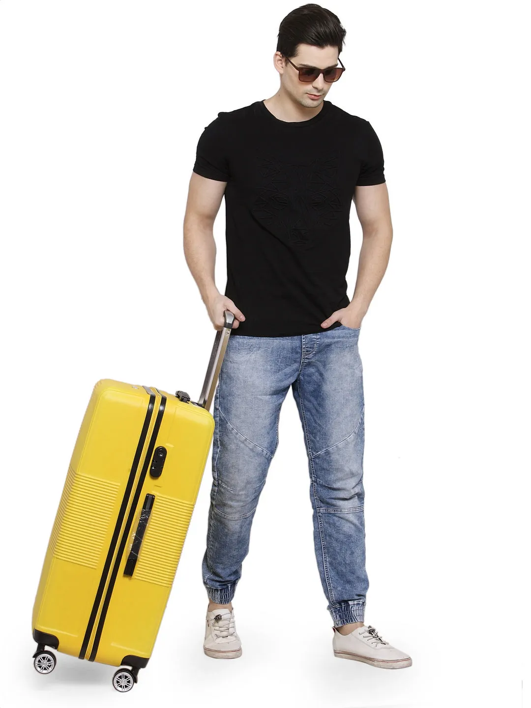 Teakwood Unisex Yellow Trolley Bag - Large