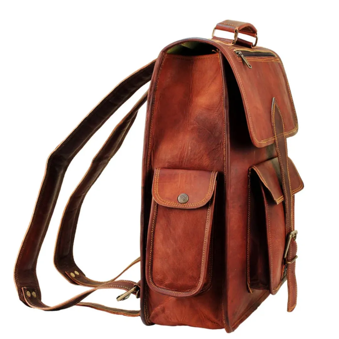 The Hughes Rustic Leather Backpack