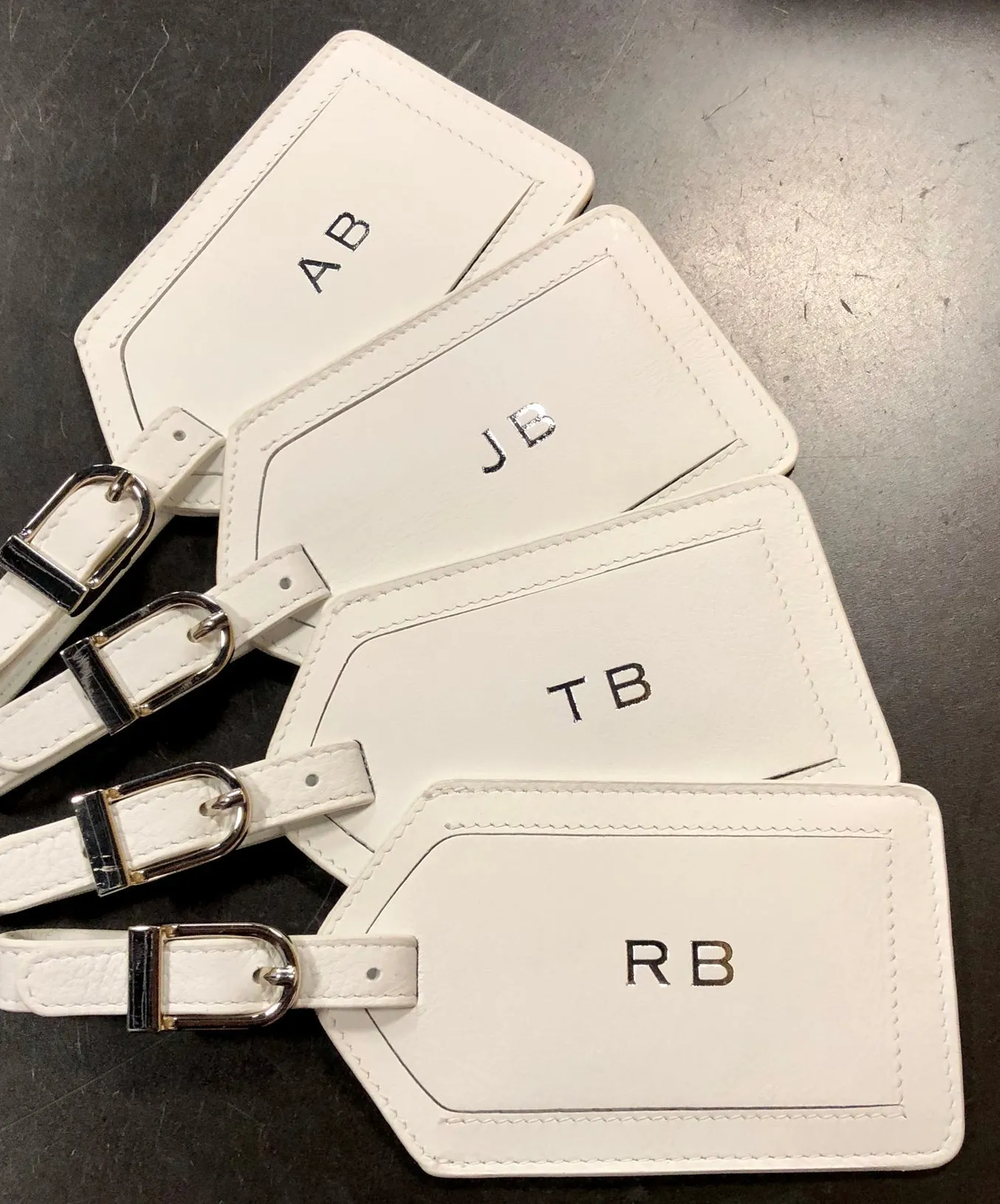 White Leather Luggage Tag