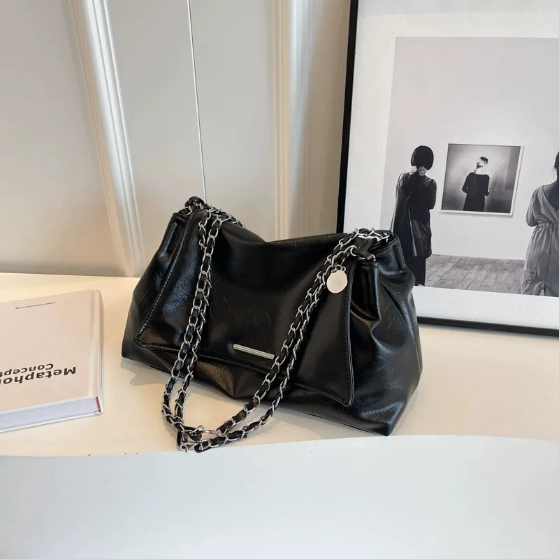 Women's Bag Casual Soft Leather Popular Hot-Selling Product Silver Chain