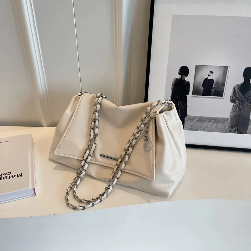 Women's Bag Casual Soft Leather Popular Hot-Selling Product Silver Chain